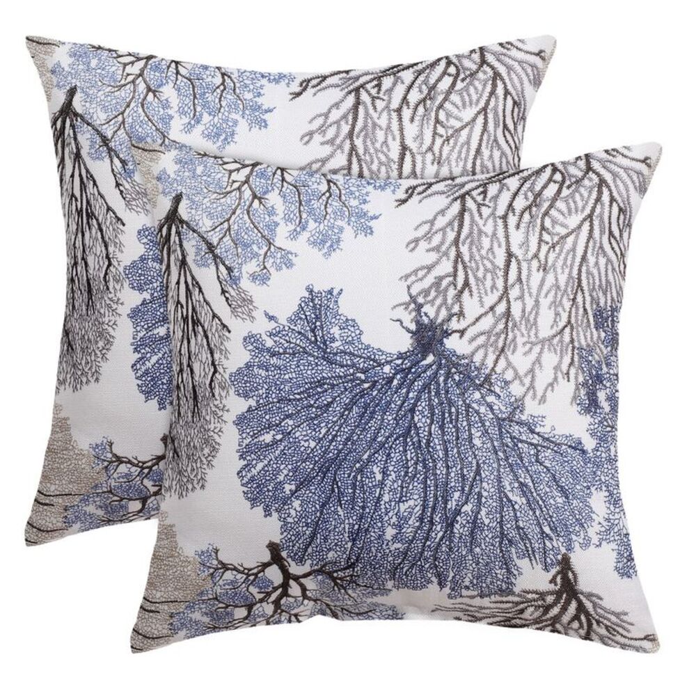 2pcs Throw Pillow Covers Soft Decorative Coral Printed Cushion Cover 18" x 18"